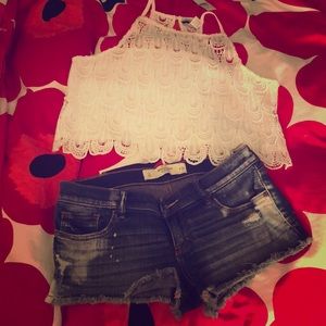 Jean shorts. Distressed and short